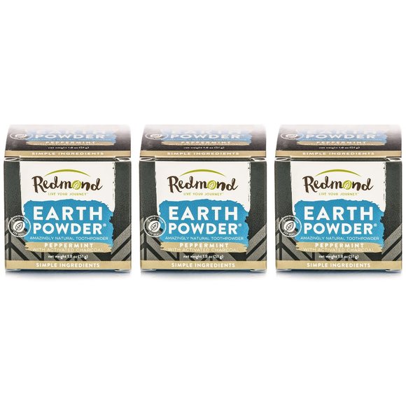 Qty (3) Redmond Earth Powder | Peppermint With Activated Charcoal Tooth Powder - Picture 1 of 4